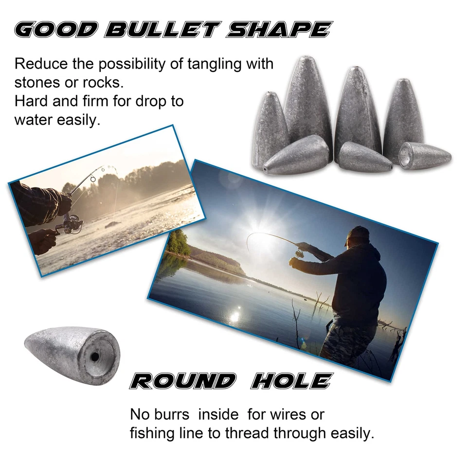 Worm Fishing Sinker Weights Kit, Bass Sinker Fishing Weights Set Assortment S... - Image 3 of 4