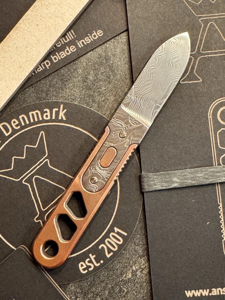 Jens Anso Ansø Of Denmark Astra Damasteel Kupfer Fixed Messer - Bild 4 von 4