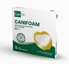 Canhill Canifoam Bordered Foam Adhesive Dressing 7" x 7" Sacrum Sterile Exp 2027