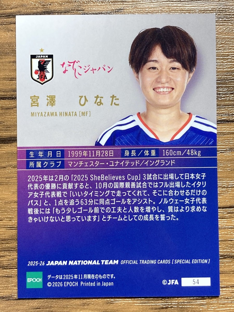 Nadeshiko Japan Women's Soccer Team Card Epoch 2026 Hinata