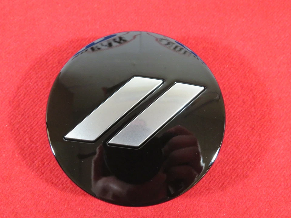 CARGADOR DODGE CHALLENGE Juego de 4 tapas centrales de rueda a rayas cromadas negras brillantes OEM Foto 3 de 4