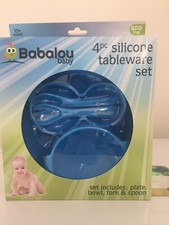 Babalou Baby 4 Piece Tableware Set Includes: Plate, Bowl, Fork Spoon BPA Free