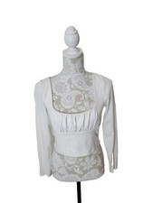 Aritzia Wilfred Free Top Crop White Long Sleeve Square Neckline Women's Large