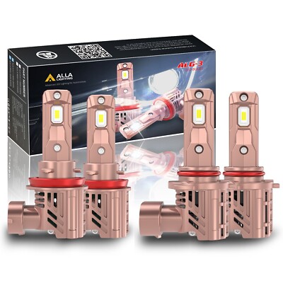 Alla Lighting LED High Low Beam Headlight Bulb Light Kit for VOLVO, Xenon White
