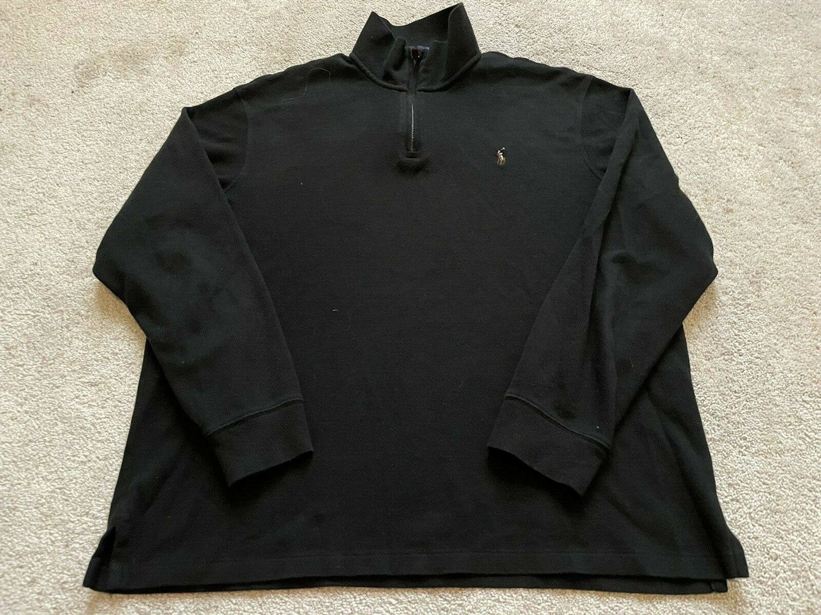 Polo Ralph Lauren uomo XL 1 4 zip felpa nera logo preppy casual pony