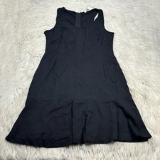 Banana Republic Women's 12 Black Stretch Knit Sleeveless Shift Dress Flounce Hem