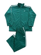 Vintage Adidas Green 3 Stripe Wind Suit Track Jacket Pants Mens Size XL Y2k