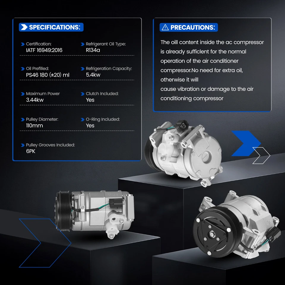 AC A/C Compressor For 2008-2012 Buick Enclave GMC Acadia 3.6L CO 21625C 639390 - Image 3 of 4