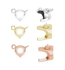 14k 18k Gold 925 Round Three-Prong Necklace Center UnSet Setting One Stone Mount