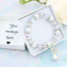 White Rose Bracelet, Flower Girl Gifts, Wedding Day Jewellery For Bridesmaids