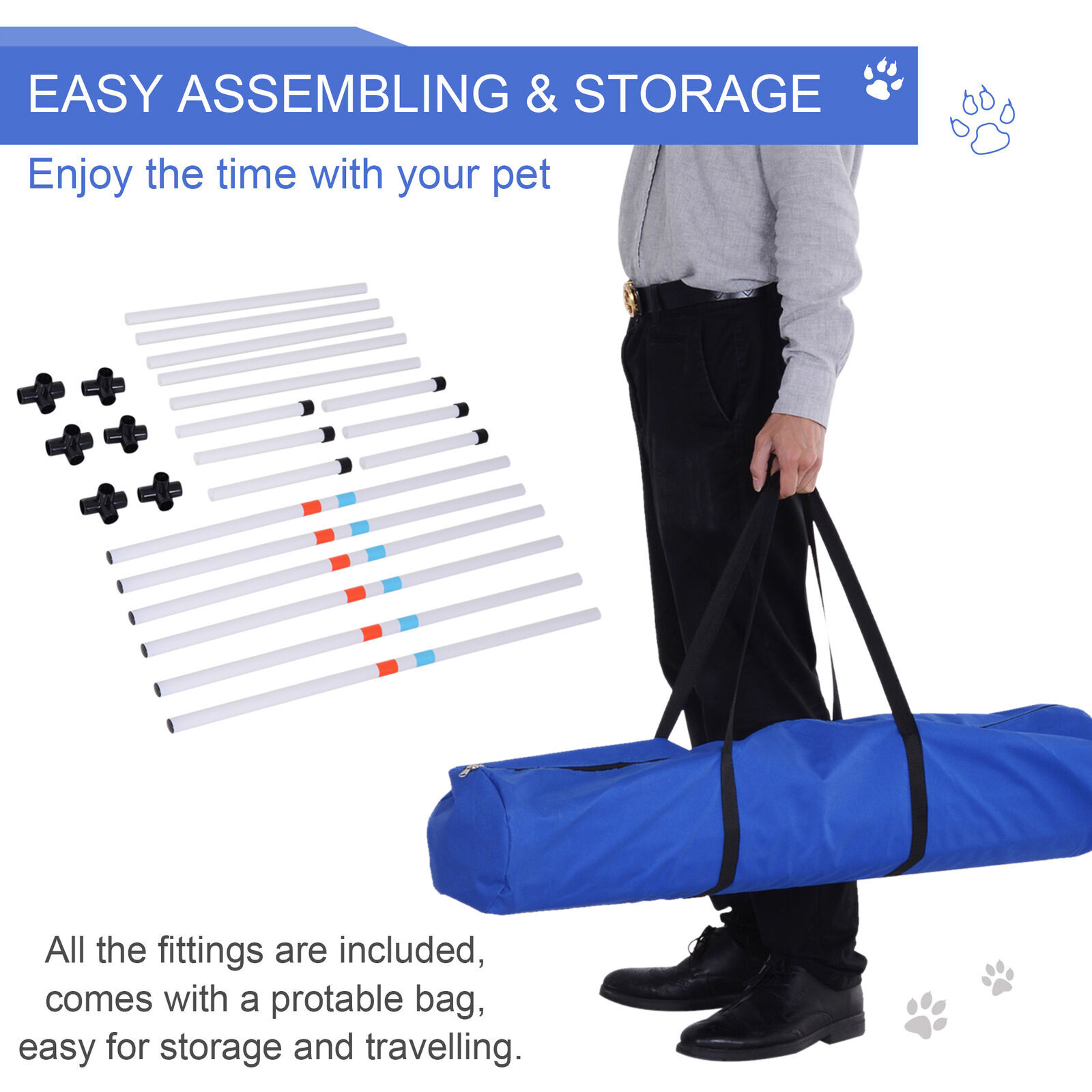 Portable Pet Agility Pet Training Set Dog Obstacle Exercise Adjustable Jump Ring