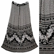 3X To 6X Plus Size Indian Ethnic Floral Maxi Skirt Women Boho Hippie Retro P54
