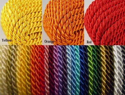 Silky Twisted Cord 2mm, 3.5mm, 6.5mm, Soutache Braided Rope Trim Piping Thread