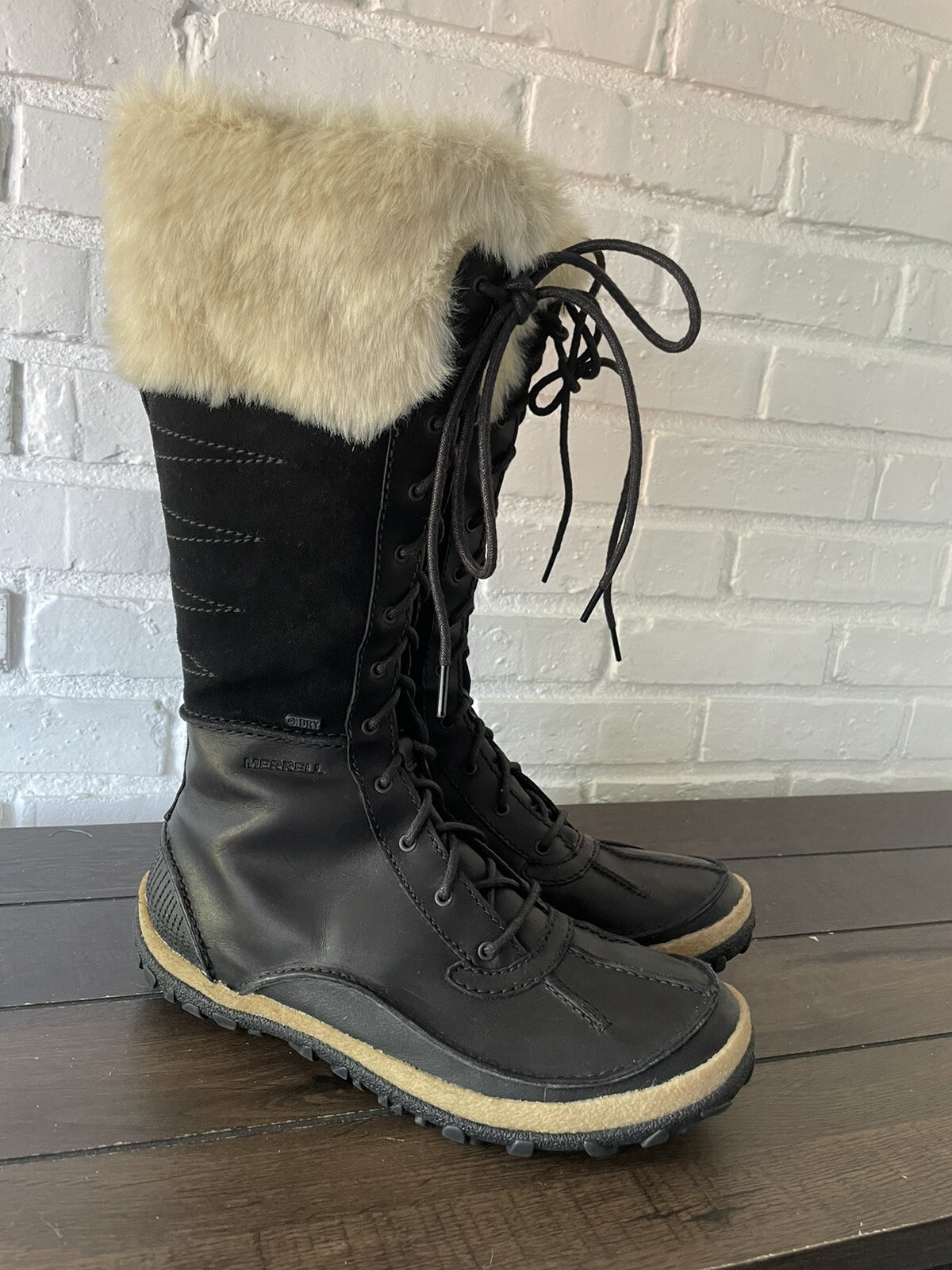 Stivali donna Merrell Tremblant WP alti neri neve polare stringati zip taglia 11