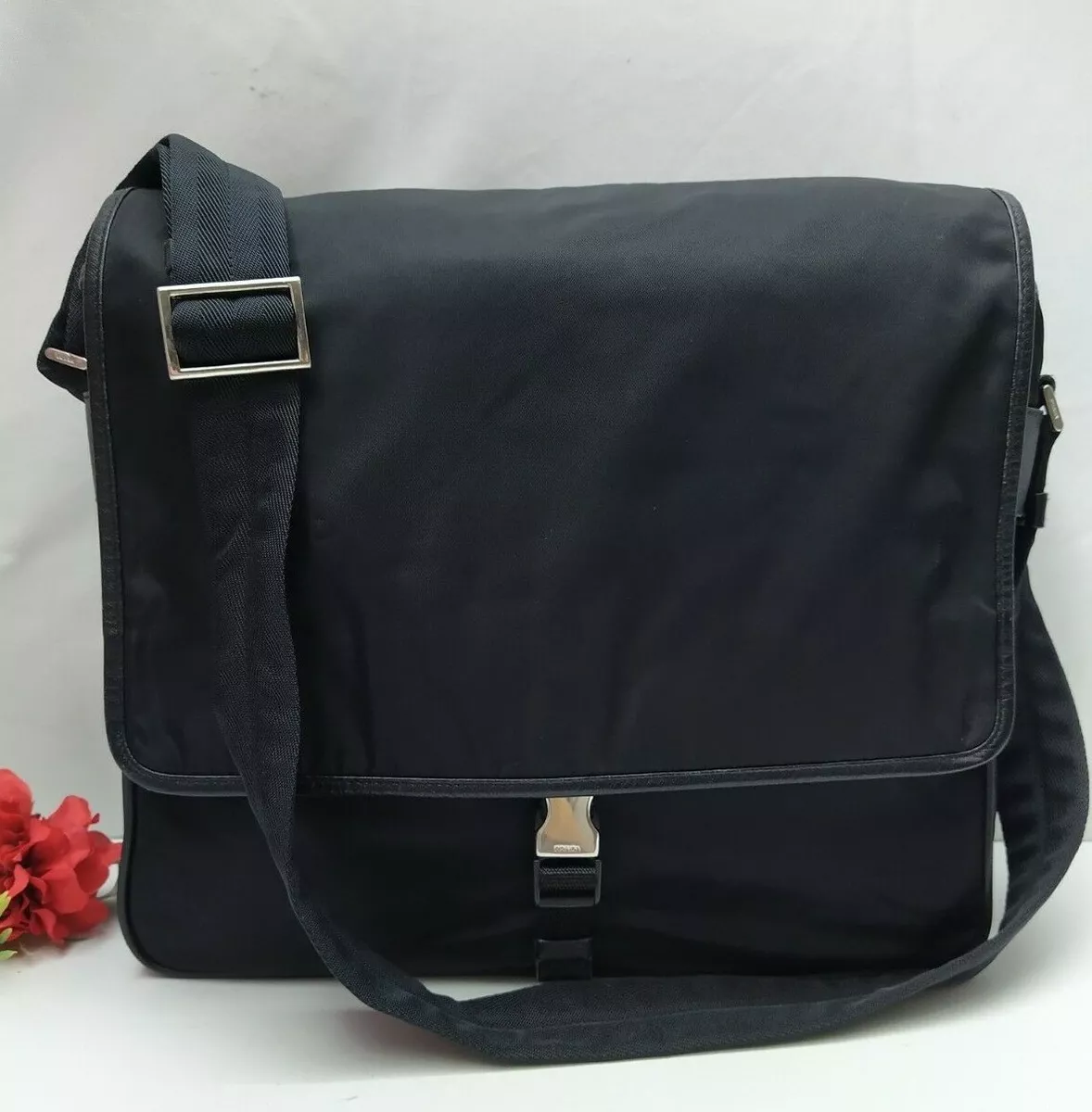 Prada Messenger Tessuto Black Nylon Large Crossbody Shoulder Bag