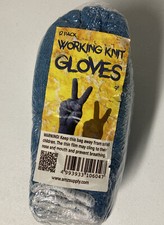 12 PAIR 1 DOZEN STRING KNIT POLY COTTON WORK GLOVES PAIRS Blue Grey MEDIUM 9 in