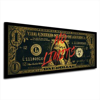 Dollar No Limits Pop Art Gold Style Leinwandbild Wandbild Kunstdruck XL Wanddeko