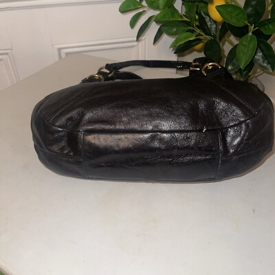 COACH Black Soho Leather Shoulder Bag w/Reptile Trim Accent F19453