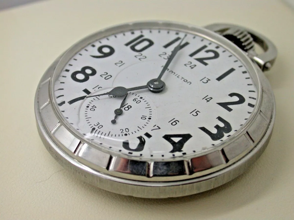 Stainless steel hamilton pocket best sale watch