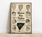 Barbershop Poster Vintage Hair Styling Chart Haircut Gifts for Barber  Shop