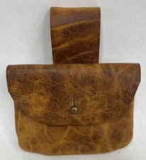 AMERICAN BISON LEATHER CAP POUCH, BLACK POWDER MUZZLELOADER US MADE FREE SHIP