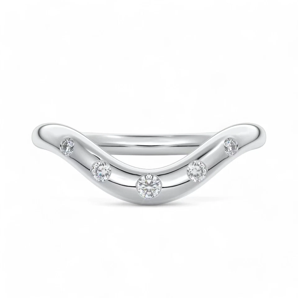 Engagement Diamond Band Lab Grown 0.30 Carat Round Cut 18k  White Gold Size 6 - Image 2 of 4