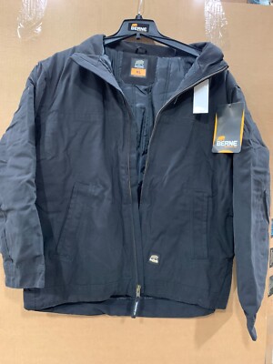 BERNE MENS COAT QUILT LINED DUCK CANVAS BOMER JACKET - XL