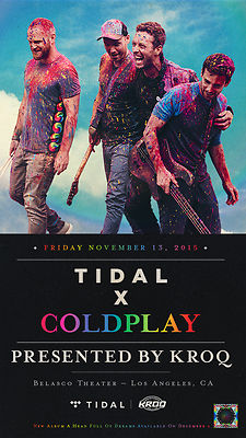 COLDPLAY 2015 LOS ANGELES CONCERT TOUR POSTER - Alt Rock, Brit-pop