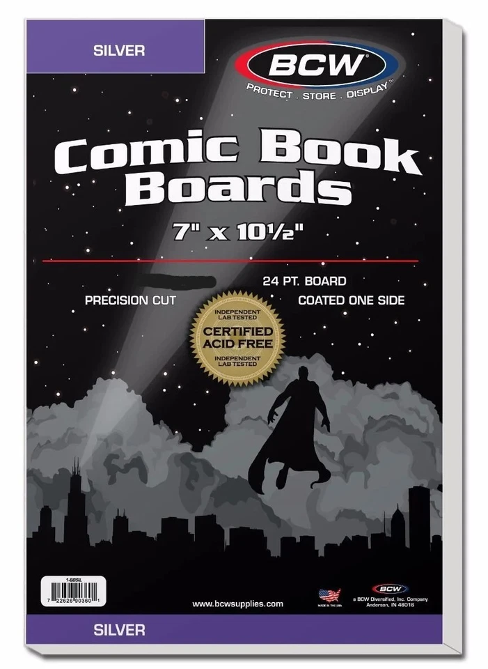 New (200 ct) BCW Silver Comic Book Backing Boards- 7" X 10 ½" Acid Free