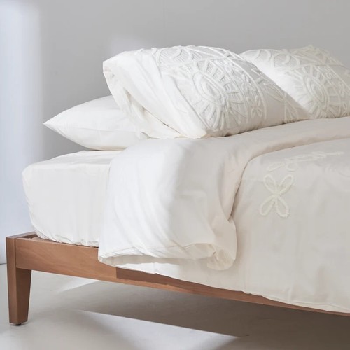 Luxury Cotton Tufted Duvet Cover King Size Ivory Soft Textured Bedding set - 第 4/5 張圖片