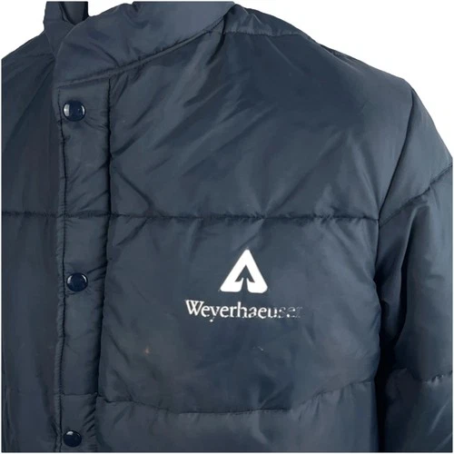 Vintage 70s Holloway Puffer Coat Jacket Weyerhauser Logo Size Medium image 3