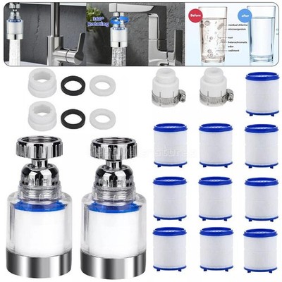 2/4Set Faucet Water Filter Tap Filtration Kitchen Sink Mount Purifier 360°Rotate