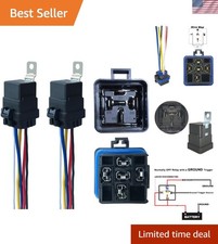 2 Pack 40/30 AMP 12V DC Waterproof Relay Kit with Heavy-Duty Pigtail, 5-PIN S...