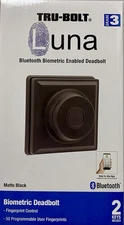 Tru-Bolt LUNA Bluetooth Biometric Deadbolt Fingerprint Control w/2 Keys Black