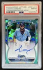 2023 Bowman Sapphire Junior Caminero Chrome Auto Refractor Aqua 1st #/99 PSA 8