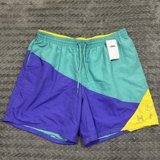 Nike Swim Men 6.5 XXL Neon Yellow Purple Green Volley Lined Swim Shorts Trunks