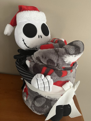 Disney NIGHTMARE BEFORE CHRISTMAS Santa JACK Plush BLANKET THROW Bedding 50 x60 