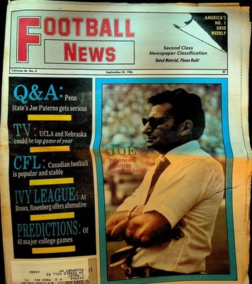 Vintage 1984 Football News Joe Paterno Penn State College Grid Weekly