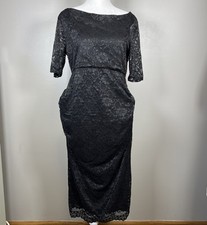 ASOS Maternity Lace Midi Dress Short Sleeve Black Size 8 Fitted Special Occasion