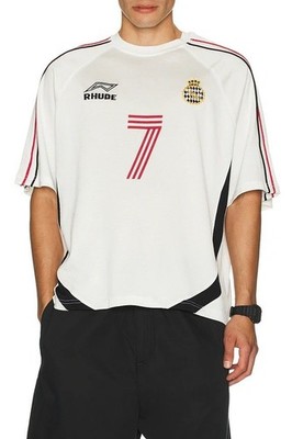 Rhude Lundun Soccer Jersey Shirt White Black Red Size Medium NWT