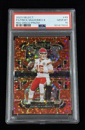 Patrick Mahomes II 2023 Panini Select Red Disco Prizm #’d/49 PSA 10 GEM MINT