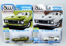 Auto World 1973 Ford Mustang Mach 1 Set of 2 Diecast Cars 1:64 Series A & B