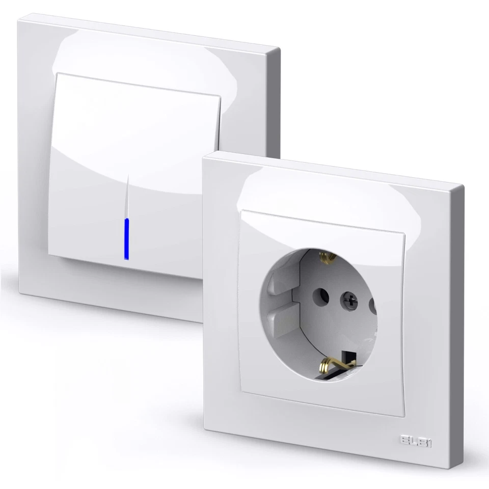 Schuko Steckdosen Ausschalter Lichtschalter Unterputz Taster USB VEGA Alpinweiss - Bild 2 von 2