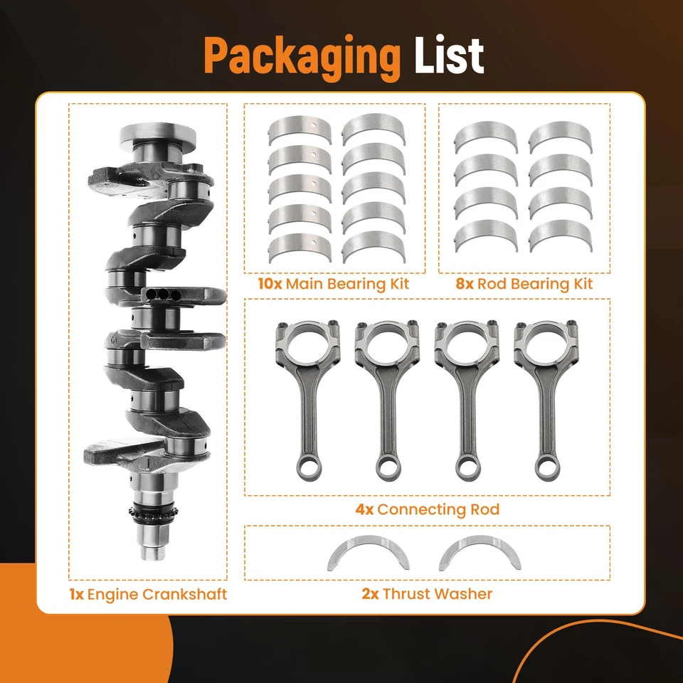 2.0L G4NA Engine Crankshaft Con Rods Main & Rod Bearing Kit For Hyundai KIA Soul Foto 3 de 4