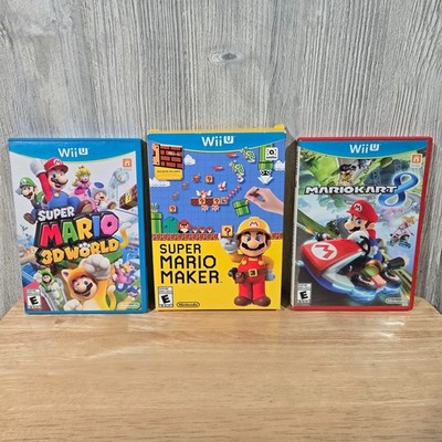 Wii U Super Mario 3D World Maker Mario Kart 8 Bundle Lot Complete with Manuals