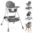 Convertible High Chair 4-in-1 Gray Baby Seat with Harness