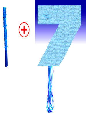 Number Seven 7 Blue Pinata birthday party Pull string Hit WITH OPTION OF STICK