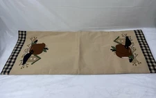 Table Runner Primitive Pumpkin Birdhouse Plaid Harvest Autumn Home By Raghu 34.5