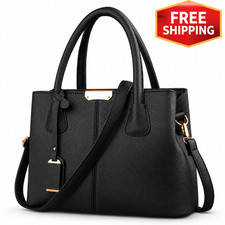 Women's Leather Look Shoulder Bag Ladies Tote Crossbody Messenger Handbag
