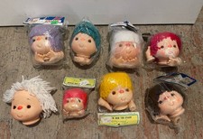 Lot of 8 Vintage Fibre-Craft Doll Heads w/ Yarn Hair Original Package